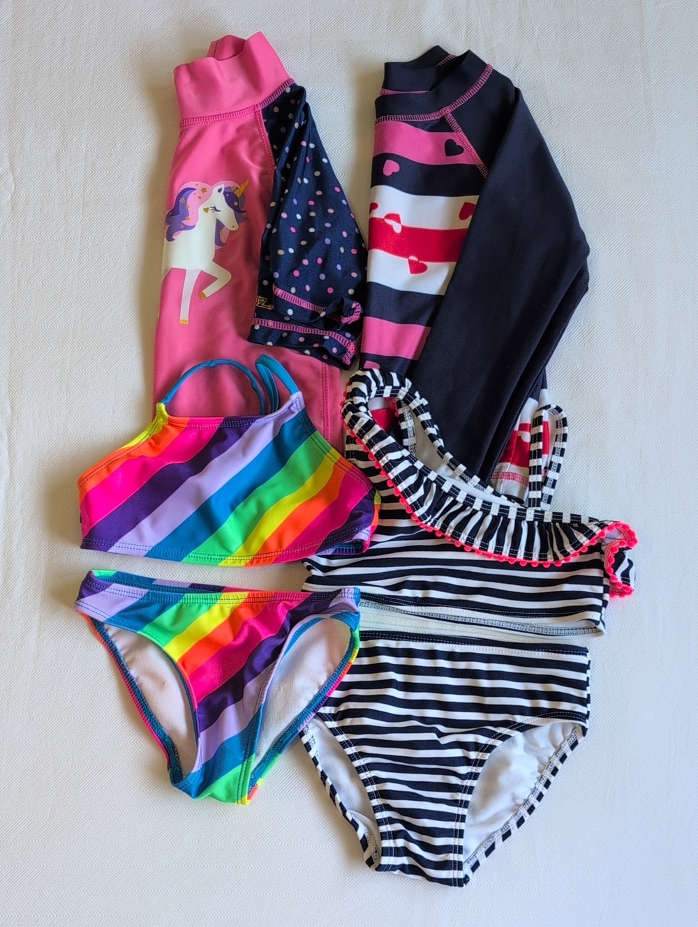 Girls 4T Swimwear Rash Guard Bikini Bundle 6pc Lot George Joe Fresh UV Skinz